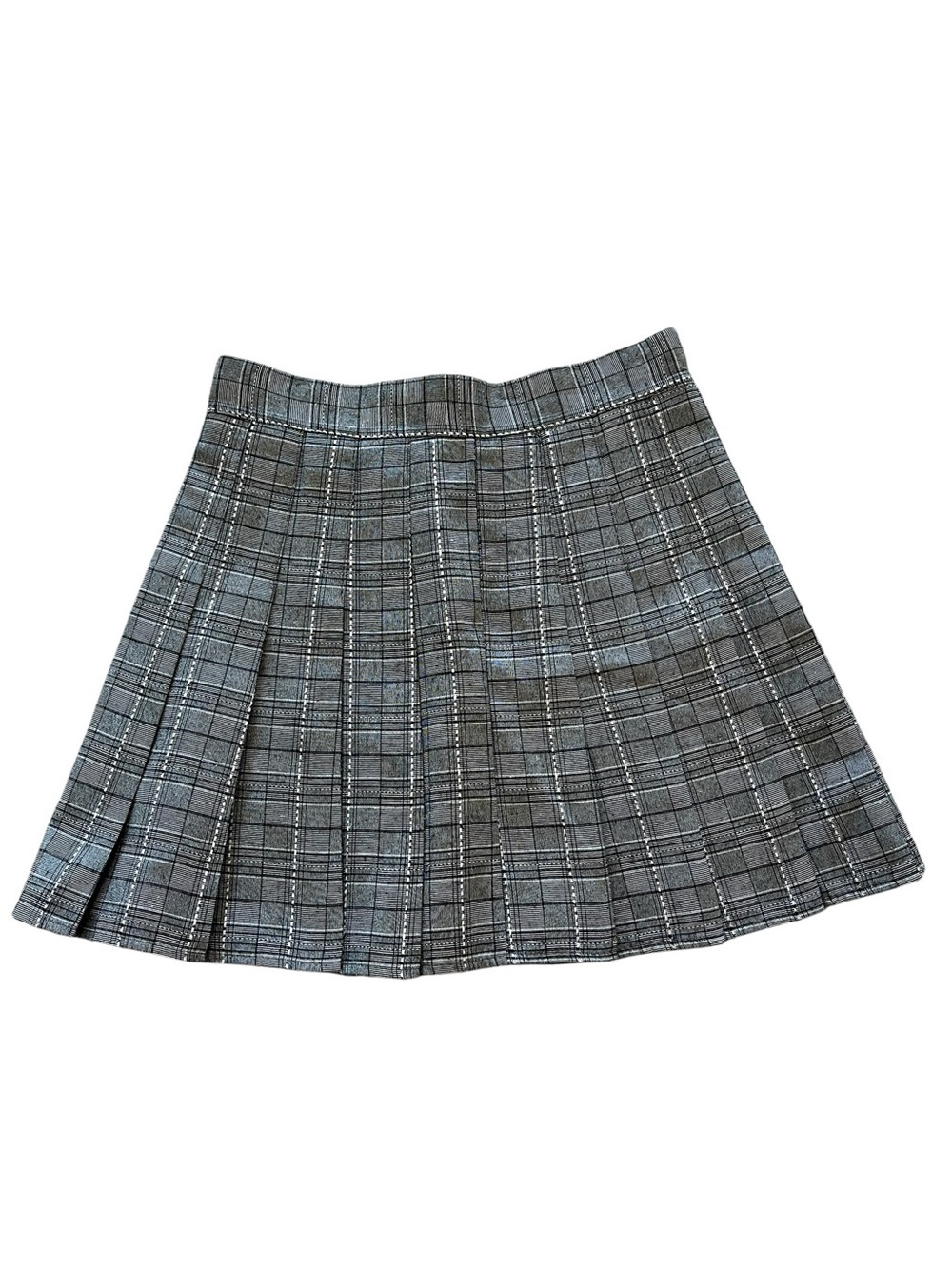 Unbranded Grey Plaid Pleated Preppy School Girl Mini Tennis Golf Skirt-XS